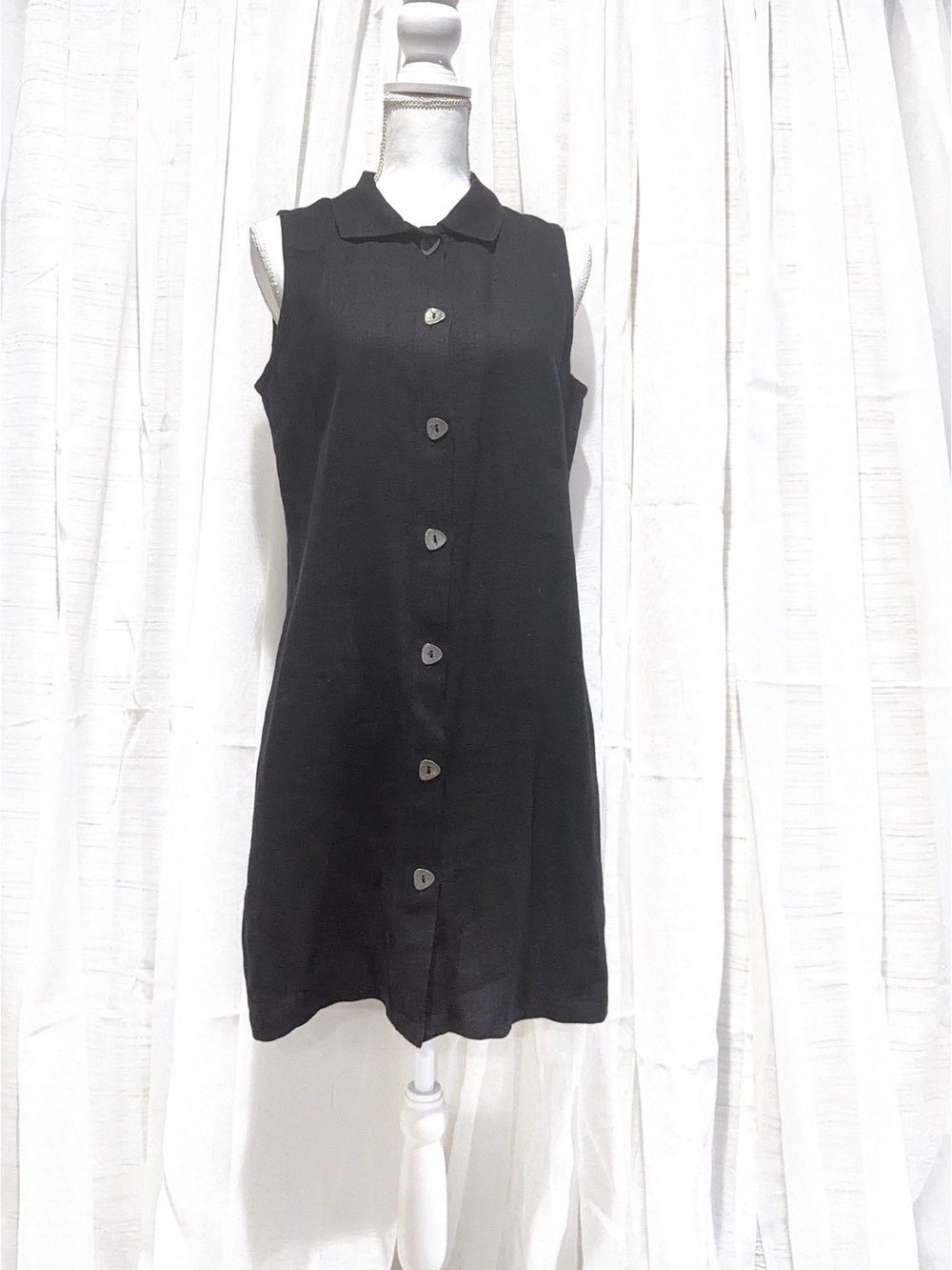 J. Jill Sleeveless Black Button-Front Shift Dress